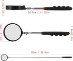 Telescoping Inspection mirror with Lighted,extendable Round Mirror on a stick for Checking Vehicle, Observing and Small Parts Extended Mechanic Tool for Automotive and Shower Use mirror