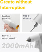 HOTO Cordless Hot Glue Gun, 30s Fast Preheating, Dual Anti-Scald & Anti-Drip Nozzle, Smart Power-Off, 2000mAh USB-C Rechargeable, 10 Mini Glue Sticks for Crafts, DIY Arts, Home Repairs
