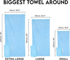 Dock & Bay Quick Drying Towel - for Sports & Gym - Compact, Lightweight - 100% Recycled - Includes Bag - Essential - Lagoon Blue - Large (160x90cm, 63x35)