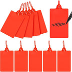 100 Plastic Waterproof Shipping Tags - Writable Marker Ties, Hanging Security Tamper Seals for Labeling and Storage - With One Marker Pen (Red)