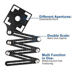 HIGHDRIL Multi Angle Measuring Ruler 5-Hole Drill Locator & Diamond Drill Bit Kit Triangle Shank for Porcelain Tile Ceramic Marble Brick Vacuum Brazed Hole Saw(6/8/10/20/25/28/32/35/45/50/65mm)