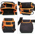 Tool Pouch - Tool Belt Bag/Utility Pouch for Electrician Carpenter Construction Technician Gardening, Tool Pouch with Belt Clip for Hardware Tools, 8 Pockets, Adjustable Belt Work Apron, Orange