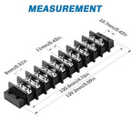 GLOSO Terminal Blocks Double Row Stainless 11 mm Pitch TBC, Marine Grade, 12-22 AWG Cu, 25A/300V - 1 Pack, 10 Poles
