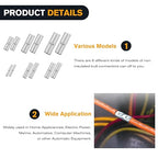 Nilight 100PCS Non Insulated Butt Connectors Kit AWG 24-8 Uninsulated Crimp Butt Connectors Pure Copper Tin Coated Crimp Terminals for Motorcycle Motorbike Car Truck Boats