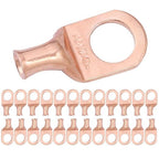 SELTERM 25pcs 6 AWG 1/2" Stud Battery Lugs, Ring Terminals, Heavy Duty Copper Wire Lugs, Battery Cable Ends, 6 Gauge Ring Terminal Connectors, UL Bare Copper Eyelets Electrical Battery Cable Lugs