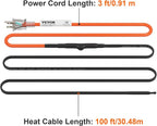 VEVOR Self-Regulating Pipe Heating Cable, 100-feet 5W/ft Heat Tape for Pipes Freeze Protection, Protects PVC Hose, Metal and Plastic Pipe from Freezing, 120V