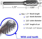 Carbide Burr Set 1/4" Shank SC-3 Die Grinder Bits Tungsten Double Cut Burr Bits (3/8" Cutter Dia X 0.80" Cutter Length) for Die Grinder Kits Metal Grinding Drilling Polishing (3pcs)