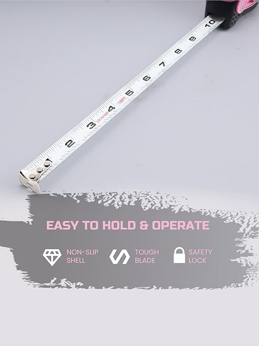 Lichamp Small Tape Measure 16 Feet, Pink Tape Measure Mini 3 Pack 16ft x 3/4in with 1/8 Fractions, 0316PK