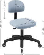 Chair Master FSS Series Square seat Low (18"-23") seat Height Chair. Vinyl-for Office, Garage, Desk, Shop, Computer, Doctor, Medical, Easy to Clean! NO Footring (Gray, Low, Rubber Roller Casters)