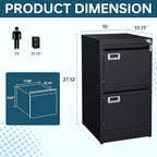MIIIKO 2 Drawer Filing Cabinet with Lock, Metal Vertical File Cabinets for Home Office, Lockable File Storage Cabinets Under Desk, Letter/A4 File Folders Storage(Assembly Required)