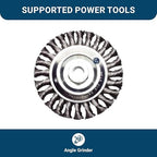 Benchmark Abrasives 5" x 1/2" Standard Twist Knot Wire Wheel with 5/8"-11 Thread, for Weld Cleaning, Weld Spatter Removal, Deburring, Use with Angle Grinders - Carbon Steel (5" x 1/2")