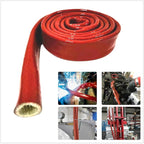 Insulation Heat Shielded Fire Thermo Armor Fire Sleeve Silicone Coated Fiberglass Heat Protection for Automotive Hose Lines & Electrical Wiring-（Red 1/2" ID x5FT）