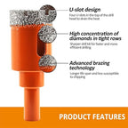 Dry Diamond Drill Bit - BGTEC 1pc 4/5" 20mm Hole Saw for Granite,Marble,Masonry, Concrete, Tile/Ceramic, Glass, Hard Plastic,Vacuum Brazed Diamond Core Drill Bit Kit