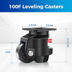 Nefish Leveling Casters Wheels with Ratchet Arm 6600 LBS, Heavy Duty Retractable Caster Wheel, Plate Swivel Workbench Castors, Durable Nylon Wheels & Leveling Feet for Machine, Industrial, Equipment