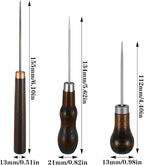 Ptwola 3 Pcs Scratch Awl Tool Gourd Shape Handle Leather Awl Punch Tool Wooden Punch Hole Craft Maker Tool Repair Shoes Sewing Stitching Supplies for Tailors Crochet DIY Cloth Stitch Bookbinding