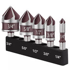 5PCS Countersink Drill Bit Set, 82 Degree HSS Counter Sink Drill Bit for Wood, Metal, Plastic, 1/4"-3/4" with 1/4" Hex Shank Countersink Bit Set