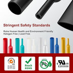 Chanzon 850 Pcs Heat Shrink Tubing Kit, 2:1 Heat Shrink Wrap Tubing with Length 1.77" (inch), Black Polyolefin Sleeving 2 to 1 Heat-Shrink Tube