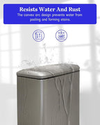 Grey Trash Can, 2.6 Gallon Bathroom Trash Can with Lid, Stainless Steel Garbage Can with Removable Liner, 10 Liter Rectangle Step Trash Bin for Office, Kitchen, Bedroom, Living Room, Dorm