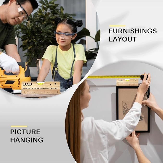Fathers Day Birthday Gifts for Dad from Daughter Son Wife Wooden Spirit Level Valentines Christmas Thank You Gifts Ideas for Daddy New Dad Papa Grandpa