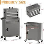 5-Drawer Rolling Tool Chest,Garage Storage Tool Box with Wheels,Lockable and Detachable Tool Cabinet,Heavy Duty Metal Tool Cart with Wheels for Garage,Warehouse,Workshop (Gray)
