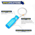 FORCA 740PCS Heat Shrink Wire Connectors Kit, AWG 16-14 Marine Grade Waterproof Crimp, Electrical Solder Seal, Ring Fork Spade Bullet Solder Butt Connectors Blue(13 Types)