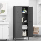 GREATMEET 65" Tall Kitchen Pantry Storage Cabinet, Black Pantry Storage Cabinet, Farmhouse Metal Kitchen Cupboard with Doors for Garage, Dining Room, Living Room and Laundry
