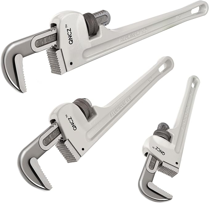 Pipe Wrench Set, Professional Aluminum Pipe Wrench 10,14,18 Inch Heavy Duty Plumbers Wrench for Plumbers, Pipe, Home, Auto Repair