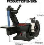 Bucktool Low Speed Bench Belt Grinder Combo, 2.1A 1x30 inch Belt & 6 inch Grinder, 1/3 HP Low Speed Bench Belt Disc Sander Combo for Knife Making, Sharpening, Woodworking, Metalworking