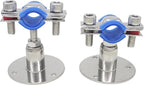 Stainless Steel Adjustable Pipe Clamp Bracket - Wall/Ceiling Mount Support for 1/2-Inch (19mm) Pipe, Heavy-Duty Rustproof Brackets with Screws, Short Type, Set of 2