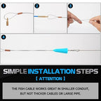 23.8FT Fiberglass Running Electrical Wire Cable Glow Rods Wire Pulling, Fish Rods Electrical Kit with 6 Different Attachments and Fish Tape Wire Puller Kit (23, Blue)