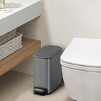Cesun Small Bathroom Trash Can with Lid Soft Close, Step Pedal, 6 Liter / 1.6 Gallon Stainless Steel Garbage Can with Removable Inner Bucket, Anti-Fingerprint Finish (Gray)