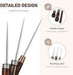 3 Pack Scratch Awl Tool, Wooden Handle Scratch Awl Leather Awl Punch Tool for Leather Punch Hole Craft DIY Handmade Pin Punching Needles