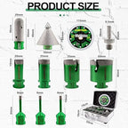 Diamond Core Drill Bits Kit - 11pcs 6/6/6/20/25/35/50mm+2" Beveling Chamfer Bit+3/4" Finger Milling Bit+Triangle Adapter to 5/8-11" Thread+4.5" Cutting disc for Porcelain Ceramic Tile Granite