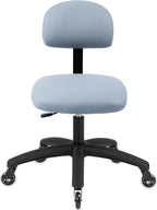 Chair Master FSS Series Square seat (20"-28") seat Height Chair. Vinyl-for Office, Garage, Desk, Shop, Computer, Doctor, Medical, Easy to Clean! NO Footring (Gray, Medium, Rubber Roller Casters)