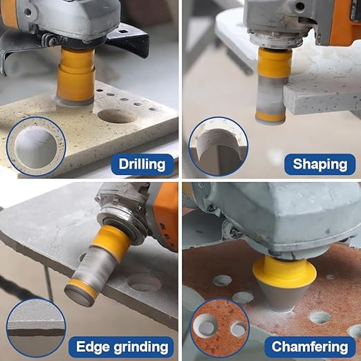 HIGHDRIL Diamond Drill Bits Kit - 6/8/10/35/50mm/25mm Finger Bit+50mm Chamfer Bit+SDS Adapter with 5/8-11 Thread for Porcelain Ceramic Tile Granite Marble Brick