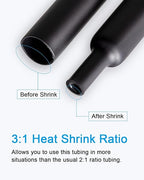 MILAPEAK 270 PCS Heat Shrink Tubing Kit - 3:1 Ratio Adhesive Lined, Marine Grade Shrink Wrap - Automotive Industrial Heat-Shrink Tubing - Black, Red