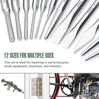 12-Piece Punch and Chisel Set, Including Pin Punch, Cold Chisel, Taper Punch, Center Punch, Carrying Case, Widely Used in Factories, Repair Shops, Home