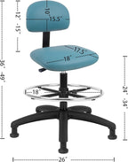 Chair Master FSS Series Square seat Tall (24"-34") seat Height Chair. Vinyl-for Office, Garage, Desk, Shop, Computer, Doctor, Medical, Easy to Clean! 18" Footring (Aqua, Tall, Glides)