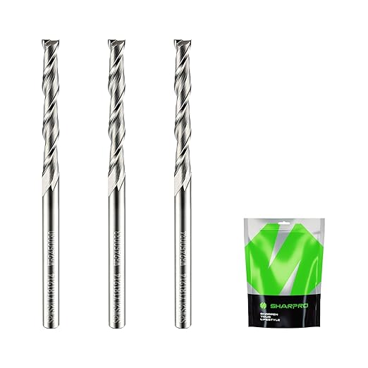 Spiral Upcut Router Bit Set 1/8 Inch Shank 1/8 Inch Cutting Dia. 1'' CL. 2-1/4'' OVL. Carbide Upcut CNC Router Bits, Ideal for Wood Engraving and Plunging Applications (3PCS)