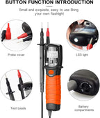BTMETER Digital Pen Multimeter AC DC 600V Voltmeter, 60M Ohm Resistance Meter, with Backlit Screen, Continuity Test Auto Power Off Electric DMM Tester BT-38B