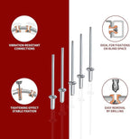 200pcs Silver 1/8" x 3/8" Aluminum Blind Rivets, 3.2 x 9.5mm Pop Rivets,Aluminum Grip and Steel Mandrel