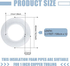 Amylove 12 Pcs 3.3 Feet Foam Pipe Insulation Foam Tube Insulating Water Pipe Pool Swim Noodles Heat Preservation Pipe Covers for Tubing Outdoor Freeze Protection (White,3/4 Inch)