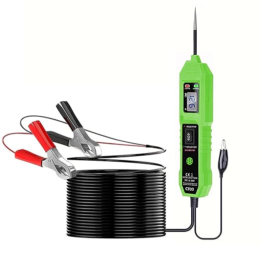 CT03 Power Circuit Tester, 6-24V DC Test Light Short Circuit, Automotive Component Electrical Polarity Identify Continuity Tester, Overload Protection