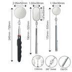 Telescoping Inspection Mirror with Rotating Head,Extendable Mechanic Mirror with Long Handle and Clip-On Design for Mechanics, Dentists, Auto, Boat (2.05in Round &1.18in Round & 1.02 * 1.97in Oval)