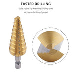 Aleric Step Drill Bit Set - Titanium Coated, High Speed Steel Drill Cone Bits for Aluminum, Wood and Plastic Hole Drilling Cutting, Multi Size Hole Stepped Up Unibit for DIY Lovers,3pcs