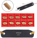 Lathe Tool Holder SPB26-3 26mm,Grooving Cut-Off Tool Holder,Metal Lathe Cutting Tool, lathe cut off tool,with 10PCS GTN-3 SP300 Carbide Inserts for Cutting Threading Grooving