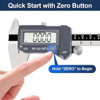 PEC Tools 6 Inch/150mm Digital Caliper & Made in US 6 Inch 16R Rule (32nds,64ths,50ths,100ths), Industrial-Grade Stainless Steel Caliper, IP67 Waterproof & Oil-Resistant, Inch/MM/Fraction Modes