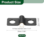 uxcell 100Pcs U-Shaped Pipe Clamp, 1/8 Inch(3mm) 2 Hole U-Tube Strap Clamp Heavy Duty Connector Bracket for Conduit Cables Wire Cord, Black