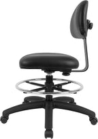 Chair Master FSS Series Square seat Mid (19"-27") seat Height Chair. Vinyl-for Office, Garage, Desk, Shop, Computer, Doctor, Medical, Easy to Clean! 18" Footring (Black, Mid Stool, _Standard Casters)