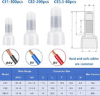 smseace 580pcs 3-Values Closed End Crimp Terminal with Wire Stripper Crimping tool 22-16/16-14/12-10AWG Wire End Caps Closed End Wire Connectors